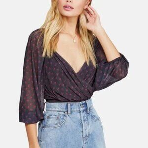 Free People Sweetie Pie Floral Wrap Crop Top Size XS